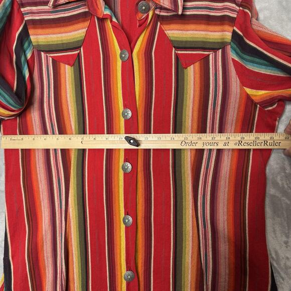 Silverado Shirt Women XL Serape Striped Western Silver Tone Button USA Cotton - Picture 10 of 14